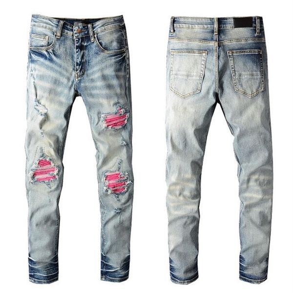 22ss designer mens jeans ripped red patch vintage style hole fashion holes jean slim motorcycle biker causal men hip hop pants siz293q, Blue
22ss designer mens jeans ripped red patch vintage style hole fashion holes jean slim motorcycle biker causal men hip hop pants siz293q, Blue