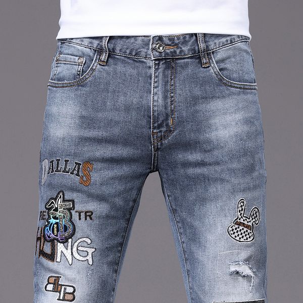 men's jeans spring summer thin slim fit european american high-end brand small straight double f pants kf7525-3, Blue
men's jeans spring summer thin slim fit european american high-end brand small straight double f pants kf7525-3, Blue