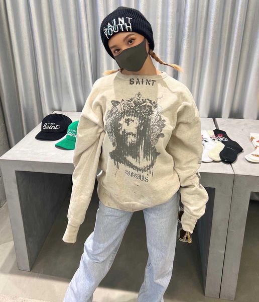 recommend saint michael distressed graffiti destructive character print fog relaxed casual couple crew neck sweatshirt, Black
recommend saint michael distressed graffiti destructive character print fog relaxed casual couple crew neck sweatshirt, Black
