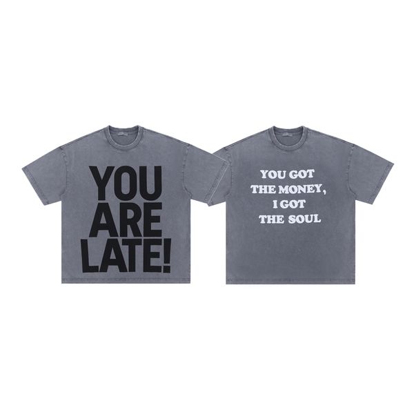23ss summer you are late tee print t shirt washed vintage men women grey plus size fashion street casual art cotton tshirt 863, Black;brown
23ss summer you are late tee print t shirt washed vintage men women grey plus size fashion street casual art cotton tshirt 863, Black;brown