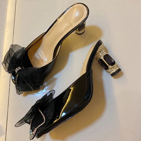 2023 new arrival summer new satin large bow pointed high heel female slippers slip on outside sandals mesh chunky slippers women, Black
2023 new arrival summer new satin large bow pointed high heel female slippers slip on outside sandals mesh chunky slippers women, Black
