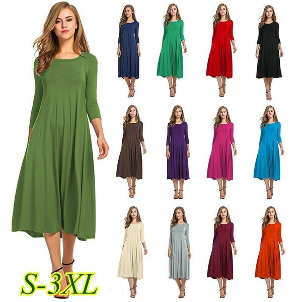 casual dresses women spring vintage soild midi o neck half sleeve elegant swing pleated basic party plus size 230224, Black;gray
casual dresses women spring vintage soild midi o neck half sleeve elegant swing pleated basic party plus size 230224, Black;gray