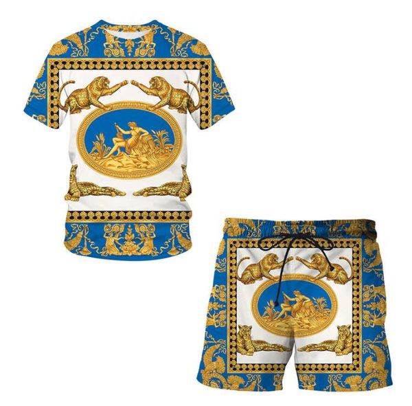 summer tracksuits golden flower pattern lion head printed men t-shirt and shorts suit oversized casual man sportswear tracksuit trend 2-piec, Gray
summer tracksuits golden flower pattern lion head printed men t-shirt and shorts suit oversized casual man sportswear tracksuit trend 2-piec, Gray