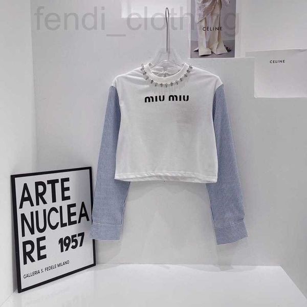 women's polos designer 2 new rhinestone pearl collar decorative stripe splicing long-sleeved short t-shirt sweet aging sky blue xq4u, White
women's polos designer 2 new rhinestone pearl collar decorative stripe splicing long-sleeved short t-shirt sweet aging sky blue xq4u, White