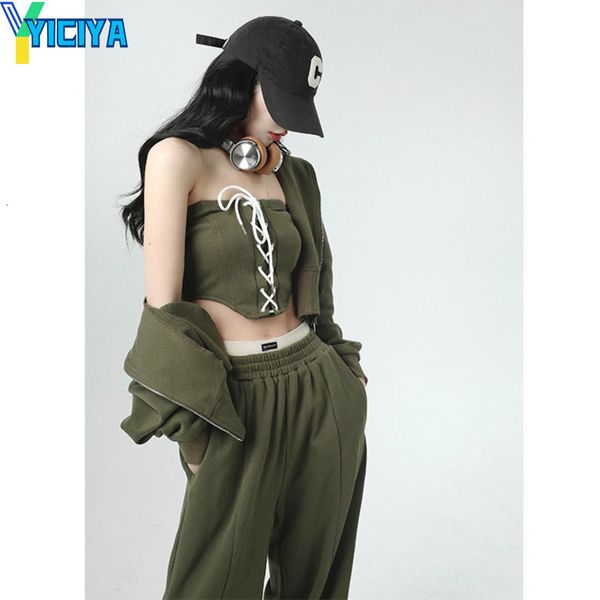 women s two piece pants yiciya female running tracksuit 3 set gym coat loose casual fashion sportswear girl jogging suits y2k 230224, White
women s two piece pants yiciya female running tracksuit 3 set gym coat loose casual fashion sportswear girl jogging suits y2k 230224, White