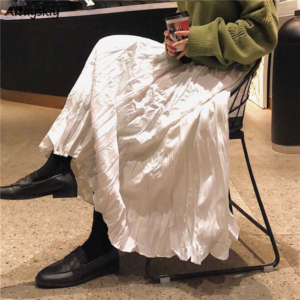 skirts skirt women all-match popular high waist casual solid pleated midi lady fashion simple white teenagers 2020 spring new design l230224, Black 
skirts skirt women all-match popular high waist casual solid pleated midi lady fashion simple white teenagers 2020 spring new design l230224, Black