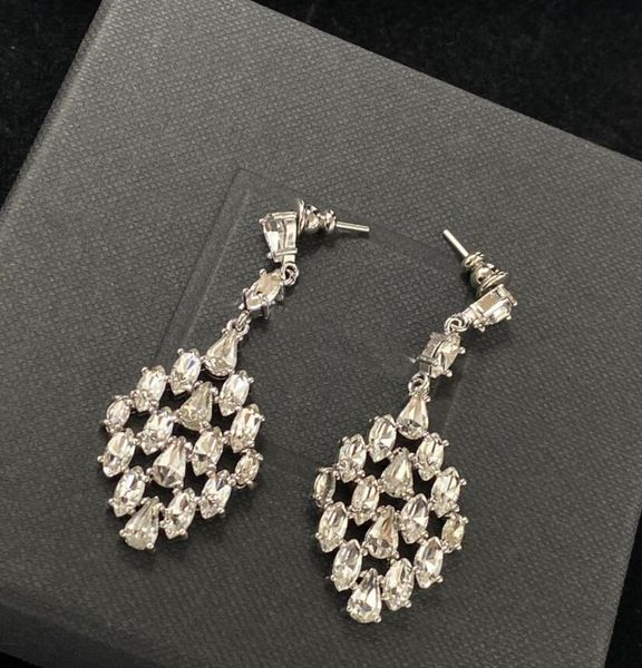 women luxury diamond shape dangle crystal eardrop earring fashion designer brand earrings stud for women party wedding engagement gift, Silver
women luxury diamond shape dangle crystal eardrop earring fashion designer brand earrings stud for women party wedding engagement gift, Silver