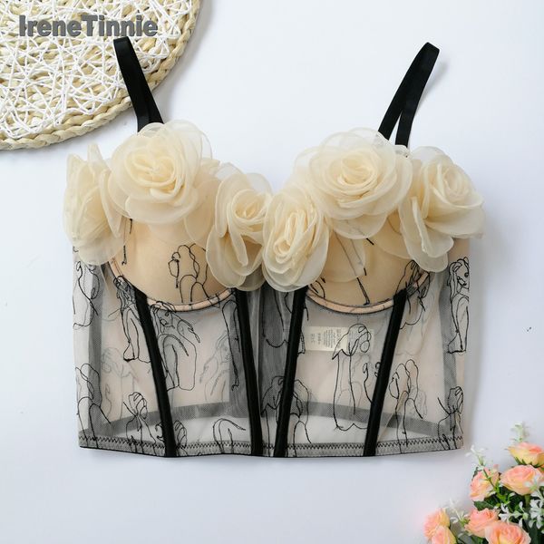 women s tanks camis fashion tank sweet flowers crop mesh embroidery corset women elegant party bustier streetwear festive clothing 230223, White
women s tanks camis fashion tank sweet flowers crop mesh embroidery corset women elegant party bustier streetwear festive clothing 230223, White