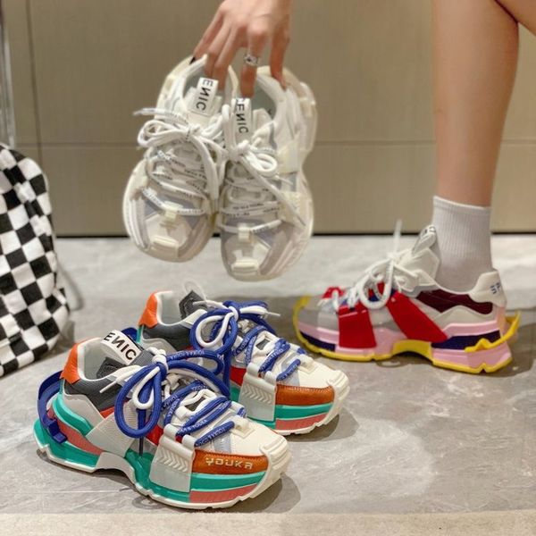 dress shoes women's shoes color matching design thick bottom breathable rainbow contrast color heightening casual women sneakers 230224, Black
dress shoes women's shoes color matching design thick bottom breathable rainbow contrast color heightening casual women sneakers 230224, Black