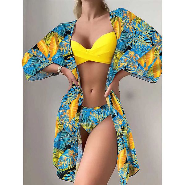 women's swimwear twisted three pieces bikini swimsuit cover up women 2023 new tropical print brazilian swimwear biquini beach bathing s, White;black
women's swimwear twisted three pieces bikini swimsuit cover up women 2023 new tropical print brazilian swimwear biquini beach bathing s, White;black