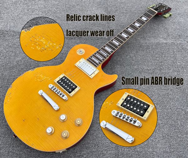 lvyelectric guitar yellow relic painted with cracked lines rosewood fingerboard with fret nibs small pin abr bridge
lvyelectric guitar yellow relic painted with cracked lines rosewood fingerboard with fret nibs small pin abr bridge