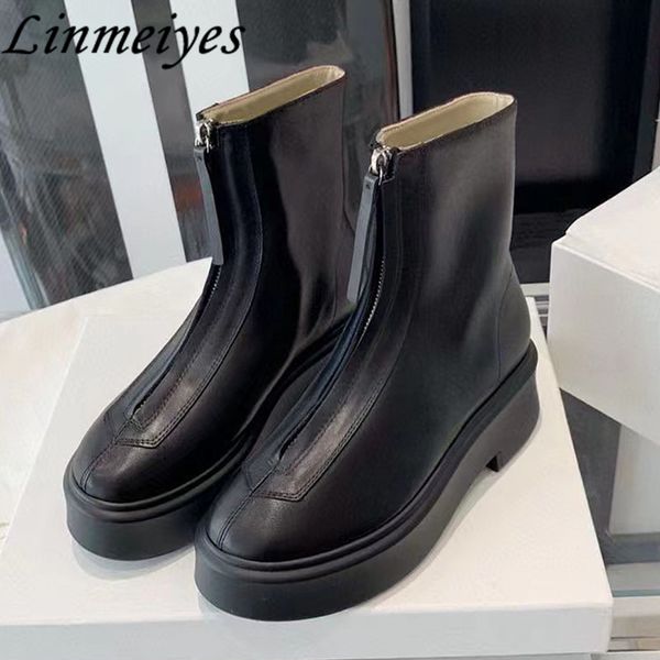 boots autumn winter thick sole knight women front zipper real leather ankle luxury quality motorcycle female botas 230223, Black
boots autumn winter thick sole knight women front zipper real leather ankle luxury quality motorcycle female botas 230223, Black