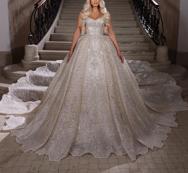 luxury ball gown wedding dresses v neck sleeveless straps sequins lace satin appliques floor length beaded diamonds ruffles formal dresses b, White
luxury ball gown wedding dresses v neck sleeveless straps sequins lace satin appliques floor length beaded diamonds ruffles formal dresses b, White