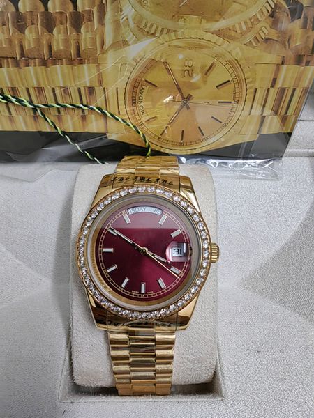 2023 original box certificate 18k gold president male watches day date diamonds red dial watch men stainless diamond bezel automatic wristwa, Slivery;brown
2023 original box certificate 18k gold president male watches day date diamonds red dial watch men stainless diamond bezel automatic wristwa, Slivery;brown