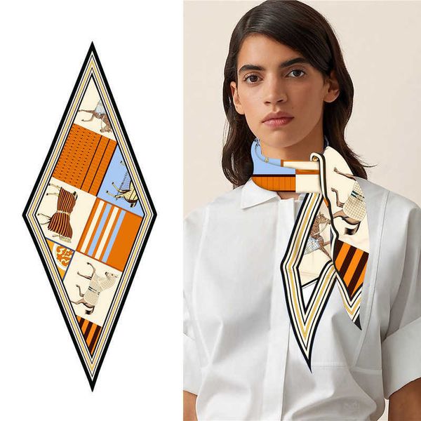 french european and american fashion magnanimous diamond-shaped silk scarf female summer thin section silk scarf career neck scarf, Blue;gray
french european and american fashion magnanimous diamond-shaped silk scarf female summer thin section silk scarf career neck scarf, Blue;gray