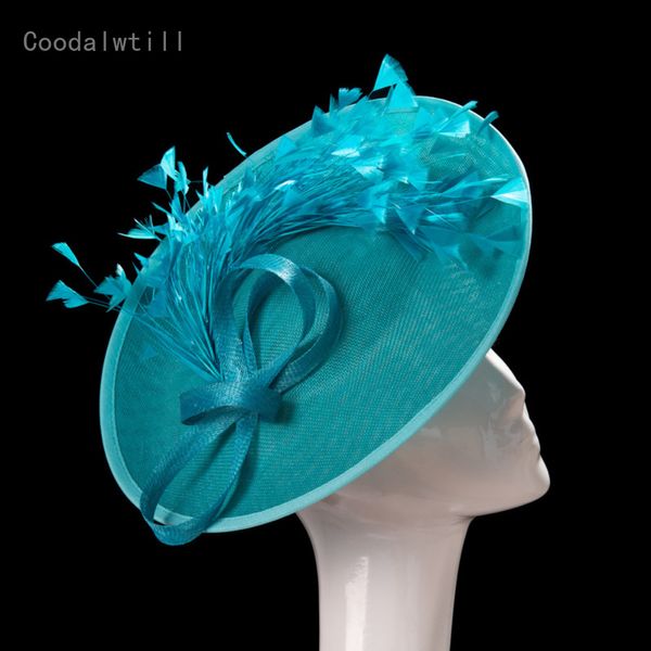 

berets feather fascinator hat for women wedding headpiece church party headwear ladies kenducky race fascinators hair clip headband 230223, Blue;gray