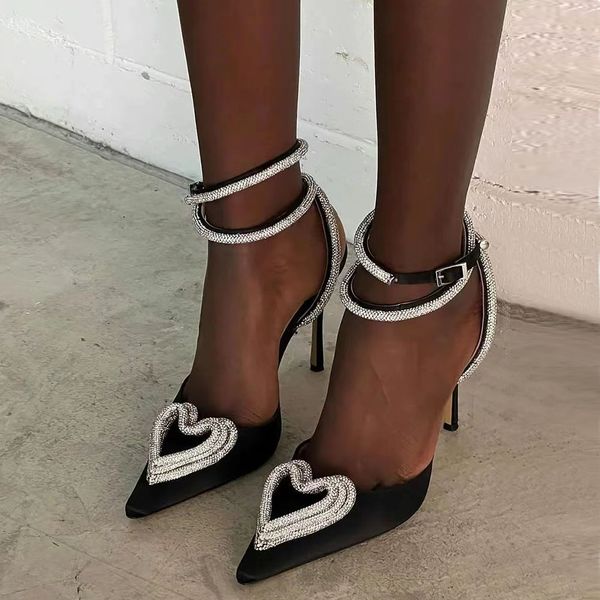 new collection triple heart high heels mach&mach satin sandals womens bowtie 9.5cm diamond chain decoration women high heeled luxury designe, Black
new collection triple heart high heels mach&mach satin sandals womens bowtie 9.5cm diamond chain decoration women high heeled luxury designe, Black