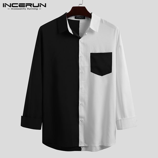 mens casual shirts incerun men shirt brand patchwork long sleeve lapel button camisa masculina streetwear fashion korean casual shirts 2302, White;black
mens casual shirts incerun men shirt brand patchwork long sleeve lapel button camisa masculina streetwear fashion korean casual shirts 2302, White;black