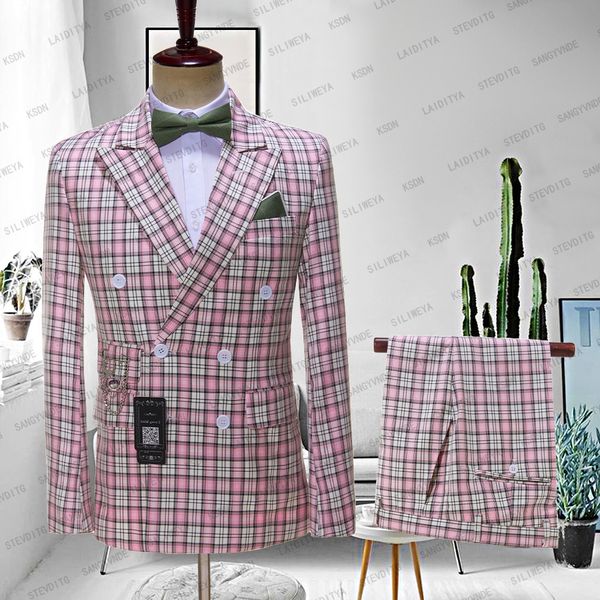 men s tracksuits 2023 style boutique pink lattice formal business mens suit set groom wedding dress double breasted 2pces jacket pants 23022, Gray
men s tracksuits 2023 style boutique pink lattice formal business mens suit set groom wedding dress double breasted 2pces jacket pants 23022, Gray