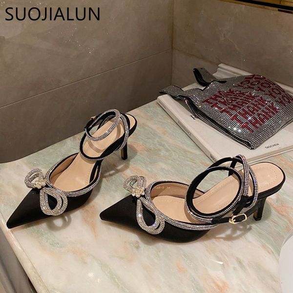 sandals suojialun brand rhinestones silk women sandal fashion pointed toe shallow ladies dress pumps shoes thin high heel slingback shoe 230, Black
sandals suojialun brand rhinestones silk women sandal fashion pointed toe shallow ladies dress pumps shoes thin high heel slingback shoe 230, Black