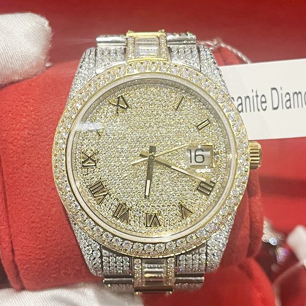 2023 mens luxury diamonds watch moissanite/cz stones gold mixed silver watches arabic numerals automatic eta movement 41mm waterproof 904l s, Slivery;brown
2023 mens luxury diamonds watch moissanite/cz stones gold mixed silver watches arabic numerals automatic eta movement 41mm waterproof 904l s, Slivery;brown