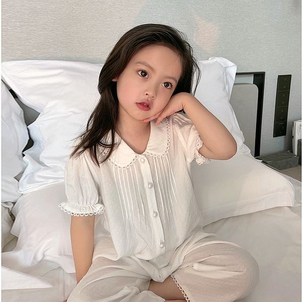 pajamas kid girl turndown collar pajama sets summer toddler kids white pleated pyjamas set cute home sleepwear childrens clothing 230224, Blue;red
pajamas kid girl turndown collar pajama sets summer toddler kids white pleated pyjamas set cute home sleepwear childrens clothing 230224, Blue;red