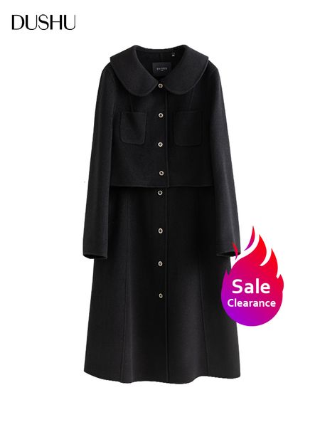 women's jackets dushu clearance sale100 wool women double suit black en dress short winter office lady simple suits 230223, Black;brown
women's jackets dushu clearance sale100 wool women double suit black en dress short winter office lady simple suits 230223, Black;brown