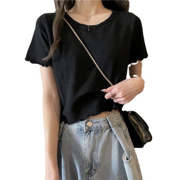 women's t-shirt t-shirt 2023 summer new korean version of wooden ear edge short-sleeved fashion everything t-shirt women loose and thin, White
women's t-shirt t-shirt 2023 summer new korean version of wooden ear edge short-sleeved fashion everything t-shirt women loose and thin, White