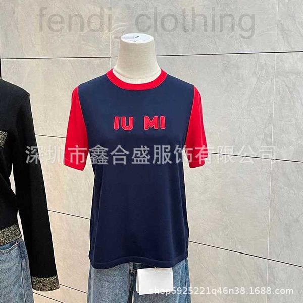 women's t-shirt designer high version miao family 2023 early spring new letter sticker embroidered logo blue and red color contrast sho, White
women's t-shirt designer high version miao family 2023 early spring new letter sticker embroidered logo blue and red color contrast sho, White