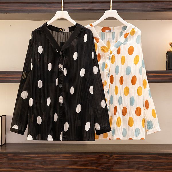 women's plus size t-shirt 150kg plus size women's bust 150 summer loose v-neck long-sleeved polka dot sunscreen shirt black aprico
women's plus size t-shirt 150kg plus size women's bust 150 summer loose v-neck long-sleeved polka dot sunscreen shirt black aprico