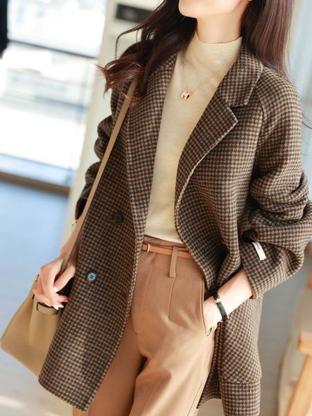 women's jackets coat fashion pockets plaid wool blends coats ladies thick warm single breasted elegant long winter jacket women 230223, Black;brown
women's jackets coat fashion pockets plaid wool blends coats ladies thick warm single breasted elegant long winter jacket women 230223, Black;brown