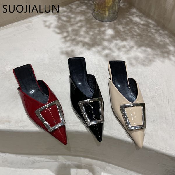 slippers suojialun 2023 flat heel women slipper fashion brand square buckle mules ladies elegant pointed toe shallow slip on sandal shoes 23, Black
slippers suojialun 2023 flat heel women slipper fashion brand square buckle mules ladies elegant pointed toe shallow slip on sandal shoes 23, Black