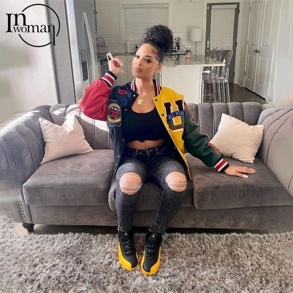 womens jackets inwoman fall winter patchwork for long sleeve ladies print coat varsity jacket yellow streetwear 230224, Black;brown
womens jackets inwoman fall winter patchwork for long sleeve ladies print coat varsity jacket yellow streetwear 230224, Black;brown