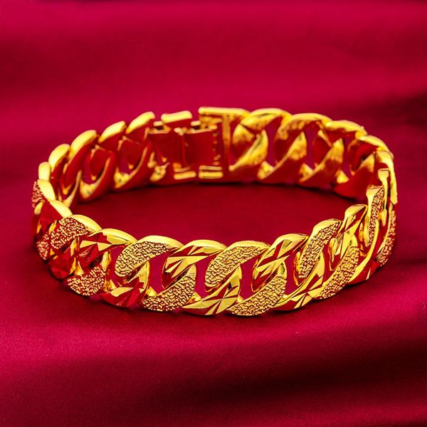 15mm wide thick bracelet chain for men boy solid 18k yellow gold filled classic statement jewelry gift 19cm long, Black
15mm wide thick bracelet chain for men boy solid 18k yellow gold filled classic statement jewelry gift 19cm long, Black