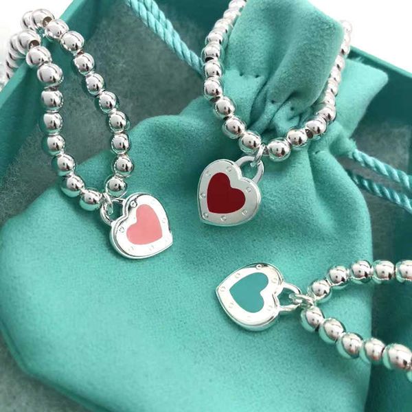 elling tiffay s925 silver enamel love beads blue heart bracelet fashion pink versatile women's red drop jewelry, Black
elling tiffay s925 silver enamel love beads blue heart bracelet fashion pink versatile women's red drop jewelry, Black