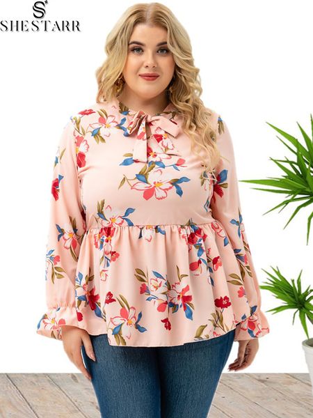 women's plus size t-shirt shestarr plus size blouse women fashionable floral print lace-up long sleeve beautiful casual xl-5xl feminino, Black
women's plus size t-shirt shestarr plus size blouse women fashionable floral print lace-up long sleeve beautiful casual xl-5xl feminino, Black