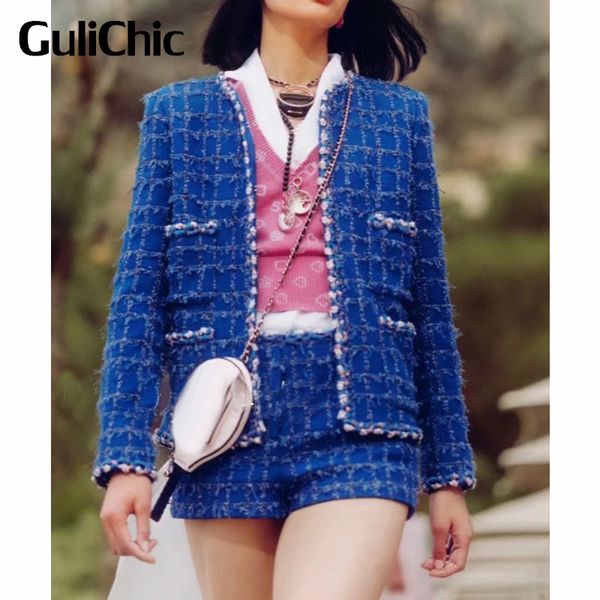 women's two piece pants 1.7 gulichic women fashion round neck long sleeve blue plaid tweed jacket or shorts casual set 230224, White
women's two piece pants 1.7 gulichic women fashion round neck long sleeve blue plaid tweed jacket or shorts casual set 230224, White