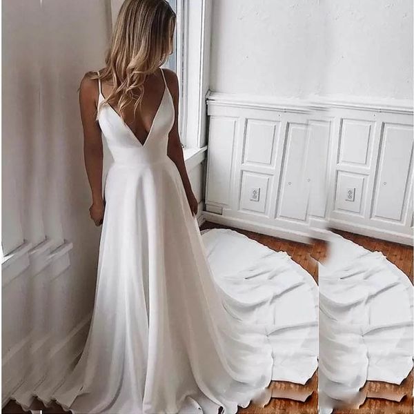 simple a line wedding dresses v neck acetate satin beaded crystal train wedding dresses backless illusion bodice bridal gowns, White
simple a line wedding dresses v neck acetate satin beaded crystal train wedding dresses backless illusion bodice bridal gowns, White