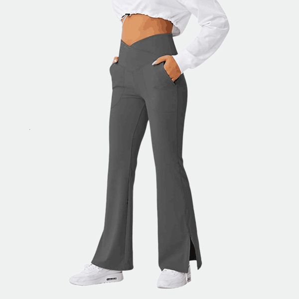 women's leggings salspor v waist fitness flared legging solid cross waist pocket hem slit butt lift slim trousers legging for women 230, Black
women's leggings salspor v waist fitness flared legging solid cross waist pocket hem slit butt lift slim trousers legging for women 230, Black