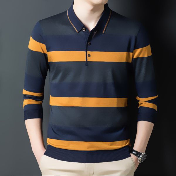 men's polos ymwmhu fashion men polo shirt long sleeve button collar autumn and winter tshirt striped slim fit clothing korean polo shir, White;black
men's polos ymwmhu fashion men polo shirt long sleeve button collar autumn and winter tshirt striped slim fit clothing korean polo shir, White;black