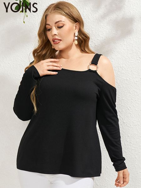 women's plus size t-shirt yoins plus size women blouses fashion solid off shoulder long sleeve ring design shirts party tunic casual b, Black
women's plus size t-shirt yoins plus size women blouses fashion solid off shoulder long sleeve ring design shirts party tunic casual b, Black