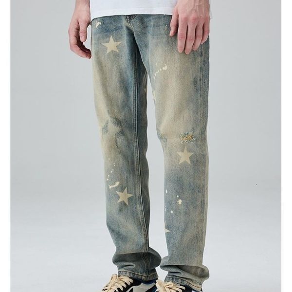 men s jeans star print clothing high street vintage washed loose casual straight ripped for pants 230224, Blue
men s jeans star print clothing high street vintage washed loose casual straight ripped for pants 230224, Blue