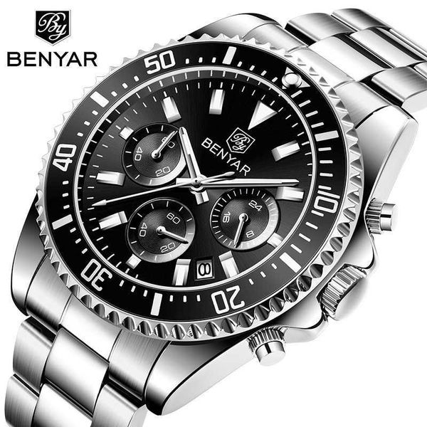benyar men's sports watch multifunction chronograph luminous calendar steel strap watch men by-5170, Slivery;brown
benyar men's sports watch multifunction chronograph luminous calendar steel strap watch men by-5170, Slivery;brown