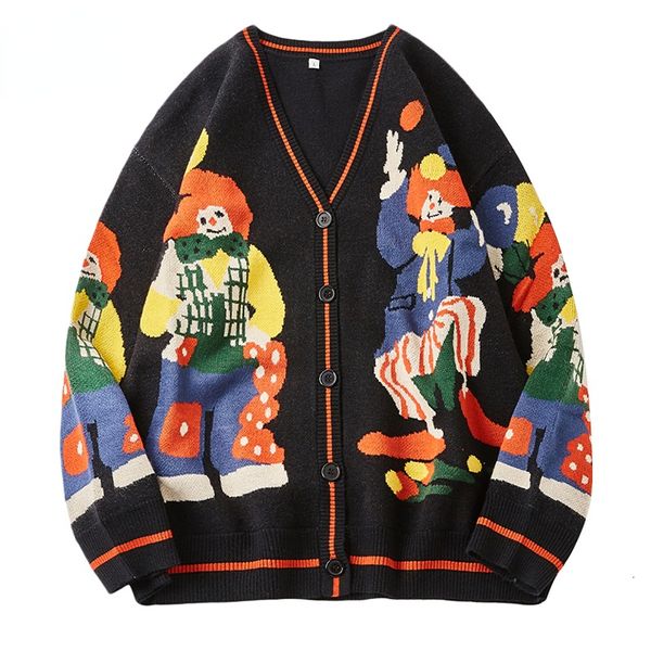 men's sweaters christmas knitted sweater men cardigan oversized streetwear jumpers funny clown print cotton harajuku coats 230223, White;black
men's sweaters christmas knitted sweater men cardigan oversized streetwear jumpers funny clown print cotton harajuku coats 230223, White;black