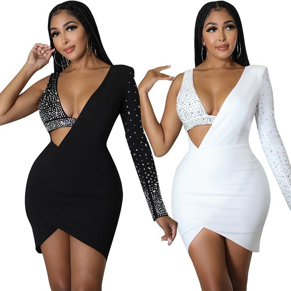 new womens designer casual dresses summer fashion tight-fitting clothing drilling v-neck luxury skims party dress for woman, Black;gray
new womens designer casual dresses summer fashion tight-fitting clothing drilling v-neck luxury skims party dress for woman, Black;gray