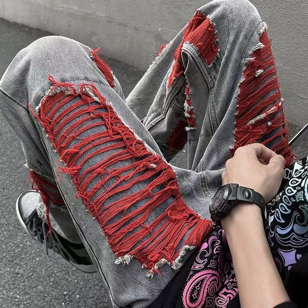 women's jeans grunge high street harajuku baggy emo bottom gothic hollow out ripped straight leg pants dark punk oversize denim trouser, Blue
women's jeans grunge high street harajuku baggy emo bottom gothic hollow out ripped straight leg pants dark punk oversize denim trouser, Blue