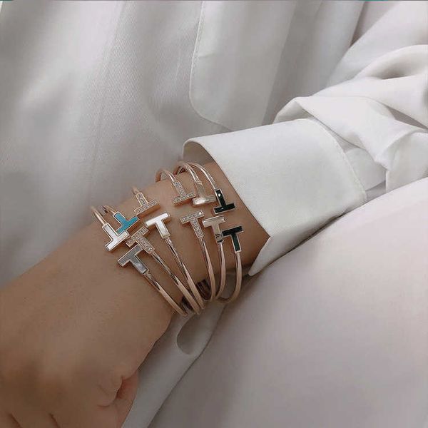 mvxy tiffay silver bracelet set with imitation diamond colorful white shell creative women's double t bracelet, Black
mvxy tiffay silver bracelet set with imitation diamond colorful white shell creative women's double t bracelet, Black