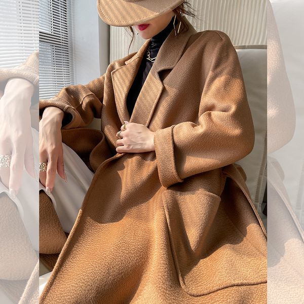 women's jackets rippling woolen coat autumn winter doublesided big pocket long cloak solid color windbreaker 230223, Black;brown
women's jackets rippling woolen coat autumn winter doublesided big pocket long cloak solid color windbreaker 230223, Black;brown