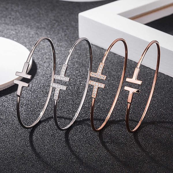 high version 925 sterling silver double-t open-ended bracelet letter net red the same tiffayffay diamond plated with 18k rose gold jewelry, Black
high version 925 sterling silver double-t open-ended bracelet letter net red the same tiffayffay diamond plated with 18k rose gold jewelry, Black