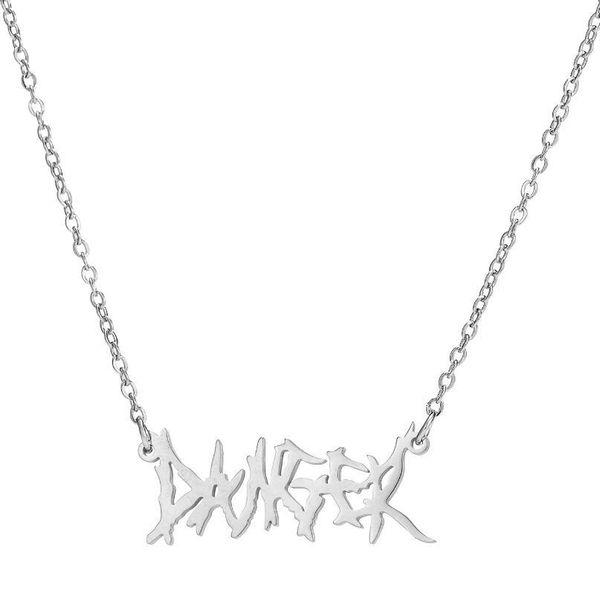 gothic punk danger letter necklaces stainless steel hip hop art english word initial pendant chain chokers collar jewelry, Silver
gothic punk danger letter necklaces stainless steel hip hop art english word initial pendant chain chokers collar jewelry, Silver
